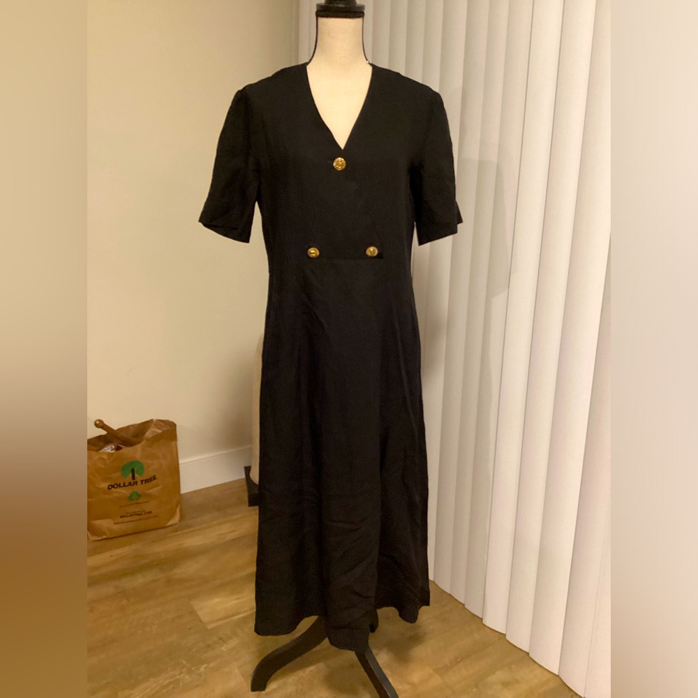 Sonia Rykiel Black Maxi Dress with Gold Buttons